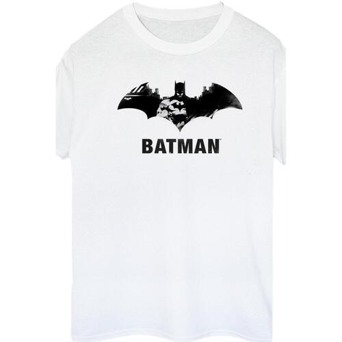 Abbigliamento Donna T-shirts a maniche lunghe Dc Comics Batman Black Stare Logo Bianco