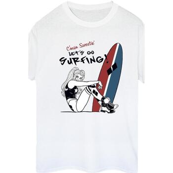 Abbigliamento Donna T-shirts a maniche lunghe Dc Comics Harley Quinn Let's Go Surfing Bianco