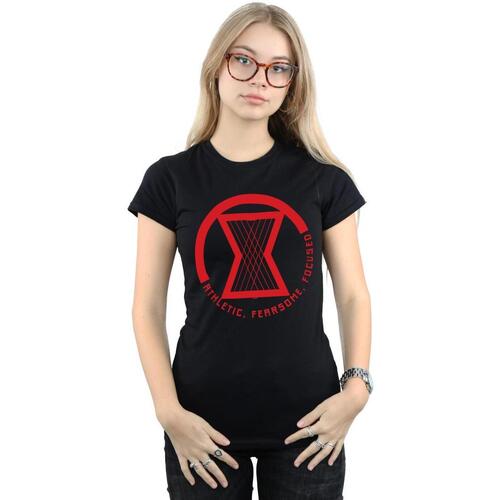 Abbigliamento Donna T-shirts a maniche lunghe Marvel Black Widow Movie Athletic Logo Nero