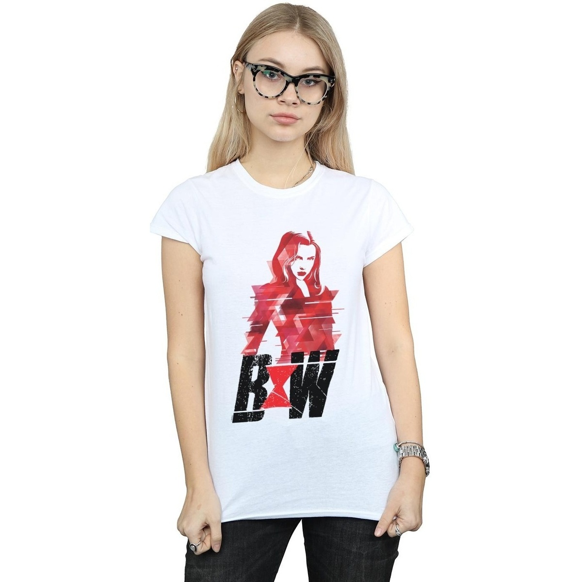 Abbigliamento Donna T-shirts a maniche lunghe Marvel Black Widow Movie Logo Artwork Bianco