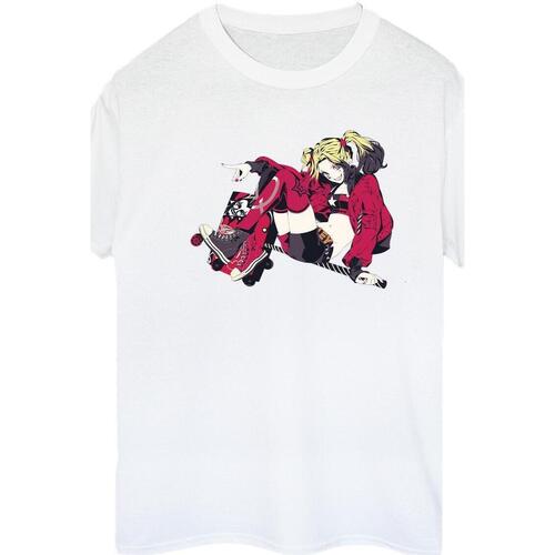 Abbigliamento Donna T-shirts a maniche lunghe Dc Comics Harley Quinn Rollerskates Bianco
