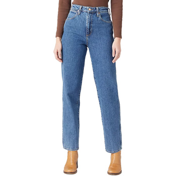 Abbigliamento Donna Jeans Wrangler Mom Straight Winter Hue Denim Pants Blu