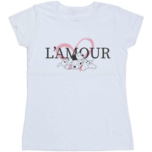 Abbigliamento Donna T-shirts a maniche lunghe Disney 101 Dalmatians L'Amour Bianco