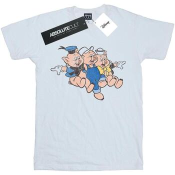 Abbigliamento Donna T-shirts a maniche lunghe Disney Three Little Pigs Jump Bianco