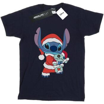 Abbigliamento Donna T-shirts a maniche lunghe Disney Lilo And Stitch Stitch Christmas Blu