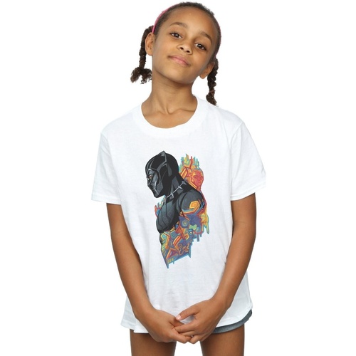 Abbigliamento Bambina T-shirts a maniche lunghe Marvel Black Panther Profile Bianco