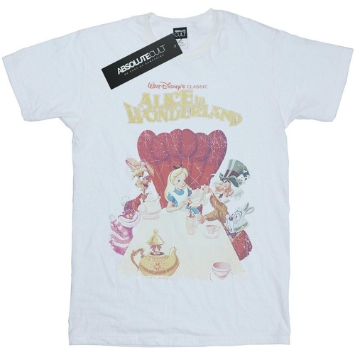 Abbigliamento Bambina T-shirts a maniche lunghe Disney Alice In Wonderland Retro Poster Bianco