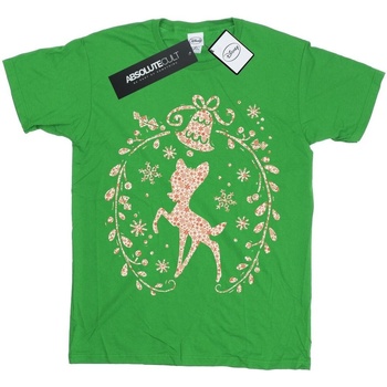 Abbigliamento Bambina T-shirts a maniche lunghe Disney Bambi Christmas Wreath Verde