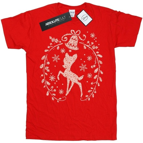 Abbigliamento Bambina T-shirts a maniche lunghe Disney Bambi Christmas Wreath Rosso