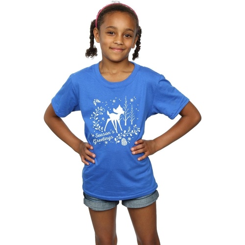 Abbigliamento Bambina T-shirts a maniche lunghe Disney Bambi Christmas Greetings Blu