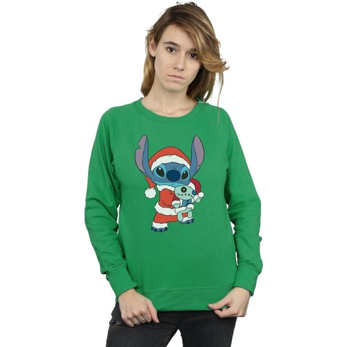 Abbigliamento Donna Felpe Disney Lilo And Stitch Stitch Christmas Verde
