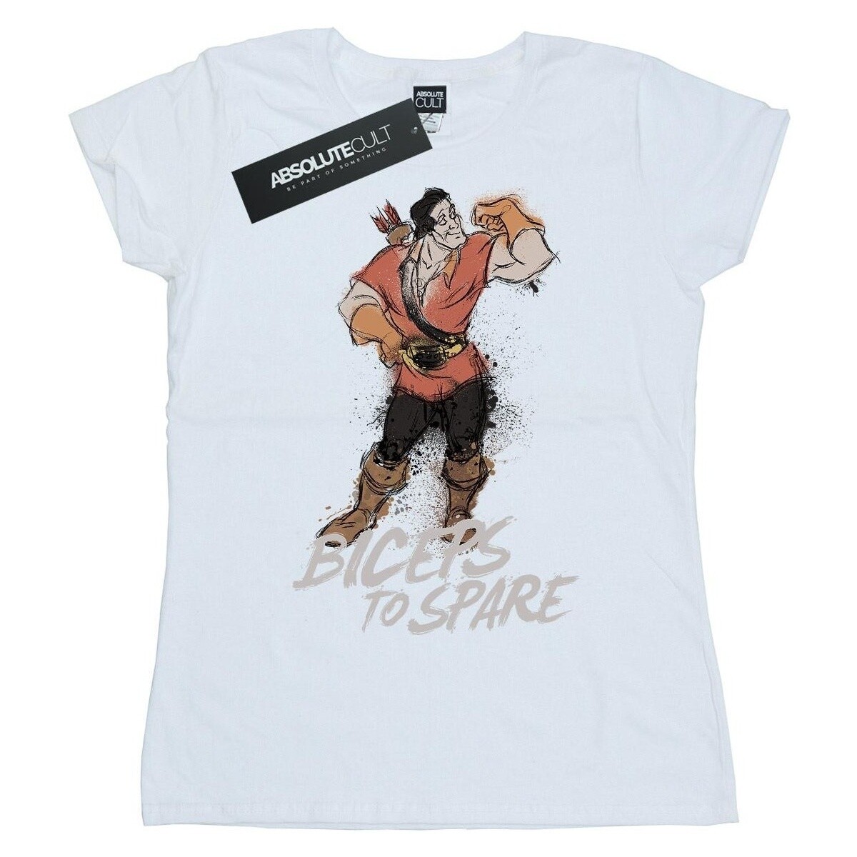 Abbigliamento Donna T-shirts a maniche lunghe Disney Beauty And The Beast Gaston Biceps To Spare Bianco