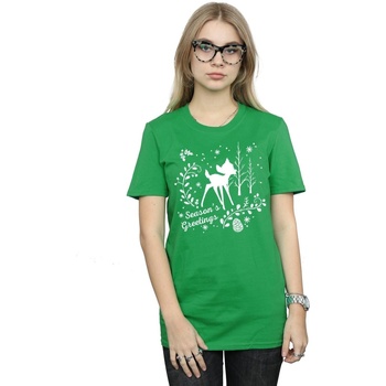 Abbigliamento Donna T-shirts a maniche lunghe Disney Bambi Christmas Greetings Verde