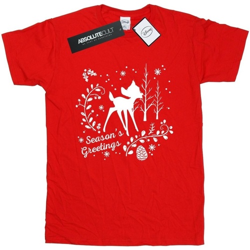 Abbigliamento Donna T-shirts a maniche lunghe Disney Bambi Christmas Greetings Rosso