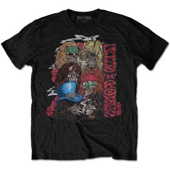 Abbigliamento T-shirts a maniche lunghe Guns N Roses Stacked Skulls Nero