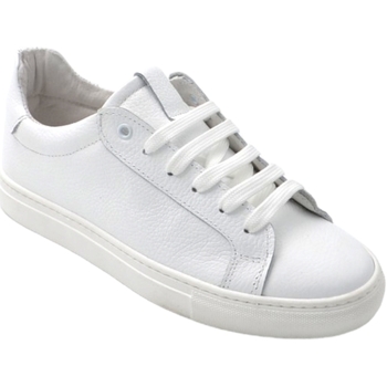 Malu Shoes Sneakers bassa uomo in vera pelle bianca con cuciture  tono su Bianco