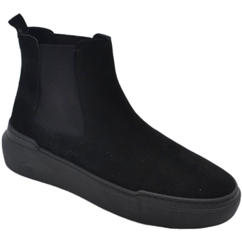 Scarpe Uomo Stivali Malu Shoes Beatles uomo stivaletto con elastico in camoscio nero gomma ton Nero