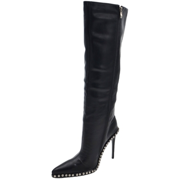 Scarpe Donna Stivali Malu Shoes Stivale alto in pelle nera donna al ginocchio tacco a spillo 15 Nero