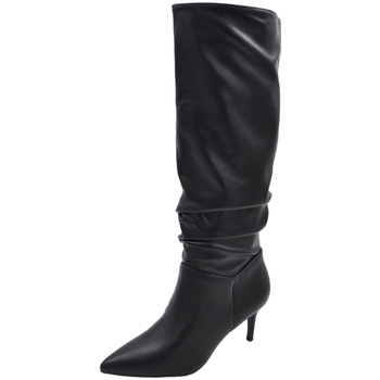 Scarpe Donna Stivali Malu Shoes Stivale alto donna nero in ecopelle con tacco a spillo sottile Nero