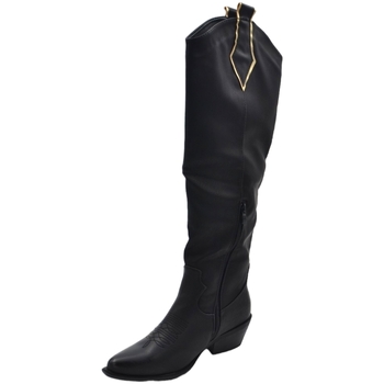 Scarpe Donna Stivali Malu Shoes Stivali texani camperos donna nero tacco western in legno 3 cm Nero