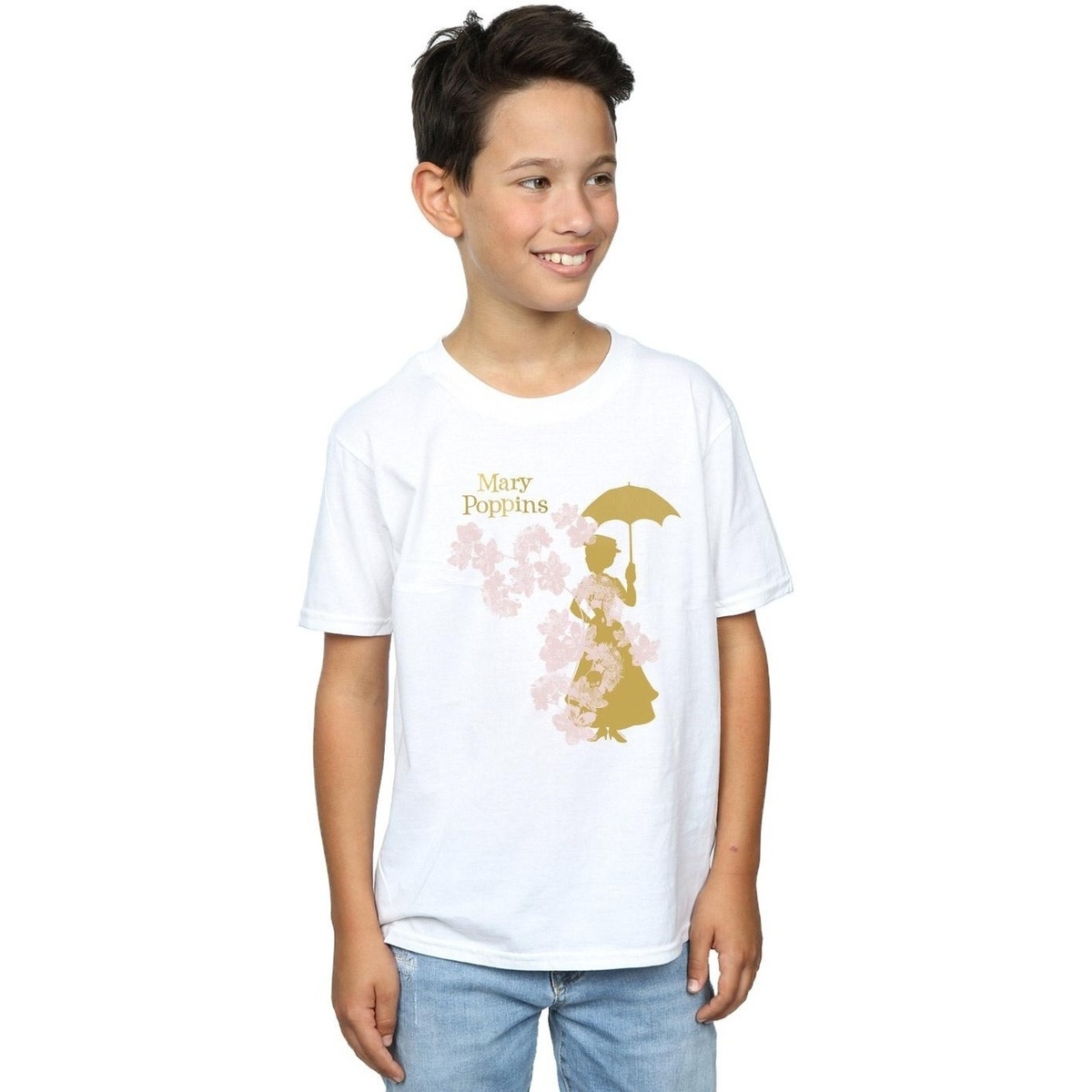 Abbigliamento Bambino T-shirt maniche corte Disney Mary Poppins Floral Silhouette Bianco