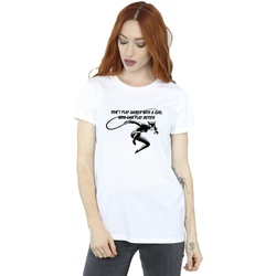 Abbigliamento Donna T-shirts a maniche lunghe Dc Comics Catwoman Don't Play Games Bianco