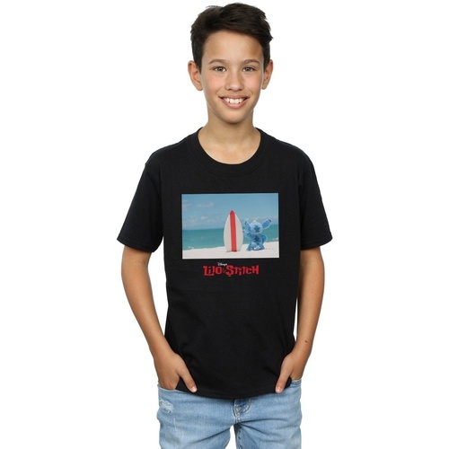 Abbigliamento Bambino T-shirt maniche corte Disney Lilo And Stitch Surf Beach Nero