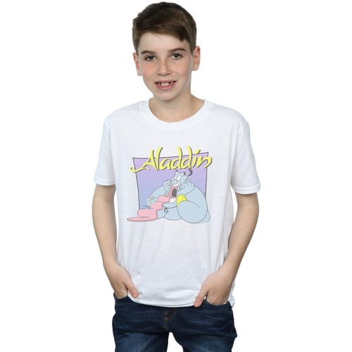 Abbigliamento Bambino T-shirt maniche corte Disney Aladdin Genie Wishing Dude Bianco
