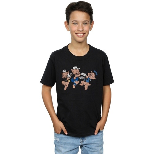 Abbigliamento Bambino T-shirt maniche corte Disney Three Little Pigs Having Fun Nero