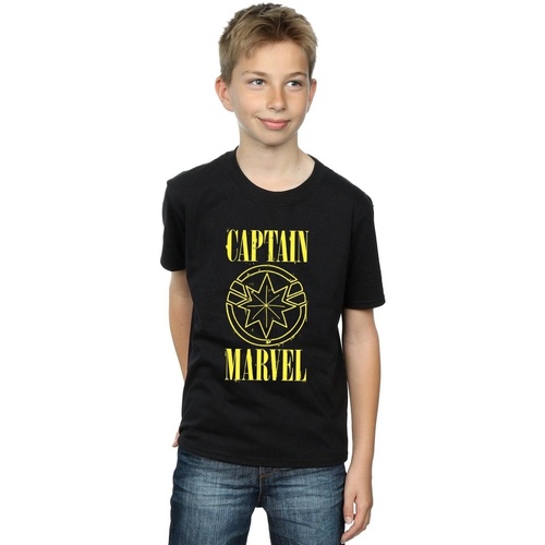Abbigliamento Bambino T-shirt maniche corte Marvel Captain  Grunge Logo Nero