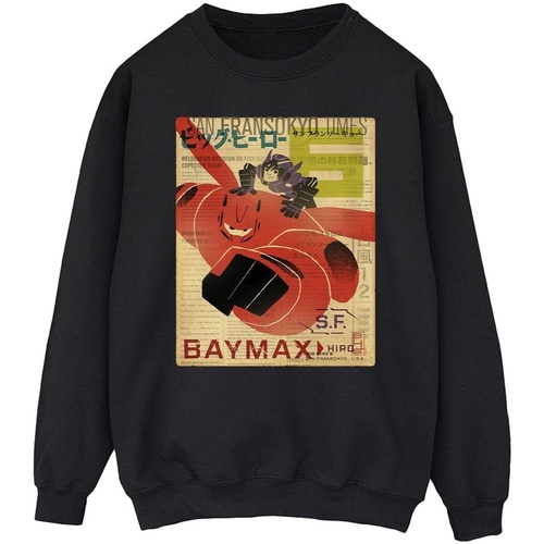 Abbigliamento Uomo Felpe Disney Big Hero 6 Baymax Flying Baymax Newspaper Nero