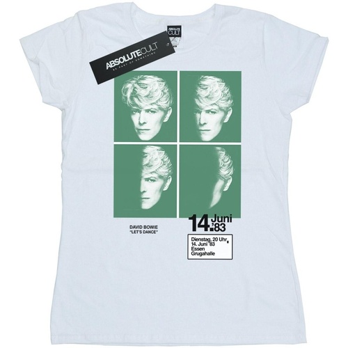 Abbigliamento Donna T-shirts a maniche lunghe David Bowie 1983 Concert Poster Bianco