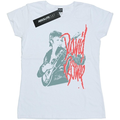 Abbigliamento Donna T-shirts a maniche lunghe David Bowie Mono Guitar Bianco