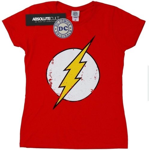 Abbigliamento Donna T-shirts a maniche lunghe Dc Comics Flash Distressed Logo Rosso
