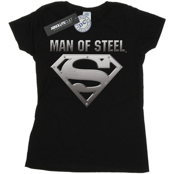 Abbigliamento Donna T-shirts a maniche lunghe Dc Comics Superman Man Of Steel Shield Nero