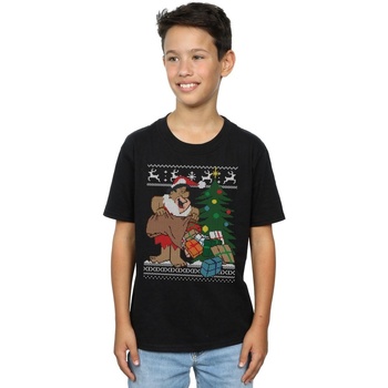 Abbigliamento Bambino T-shirt maniche corte The Flintstones Christmas Fair Isle Nero