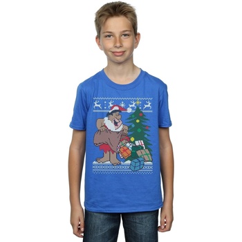 Abbigliamento Bambino T-shirt maniche corte The Flintstones Christmas Fair Isle Blu