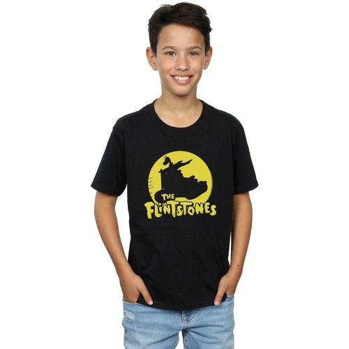 Abbigliamento Bambino T-shirt maniche corte The Flintstones Car Silhouette Nero