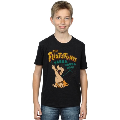 Abbigliamento Bambino T-shirt maniche corte The Flintstones Fred Yabba Dabba Doo Nero