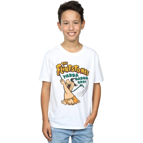 Abbigliamento Bambino T-shirt maniche corte The Flintstones Fred Yabba Dabba Doo Bianco