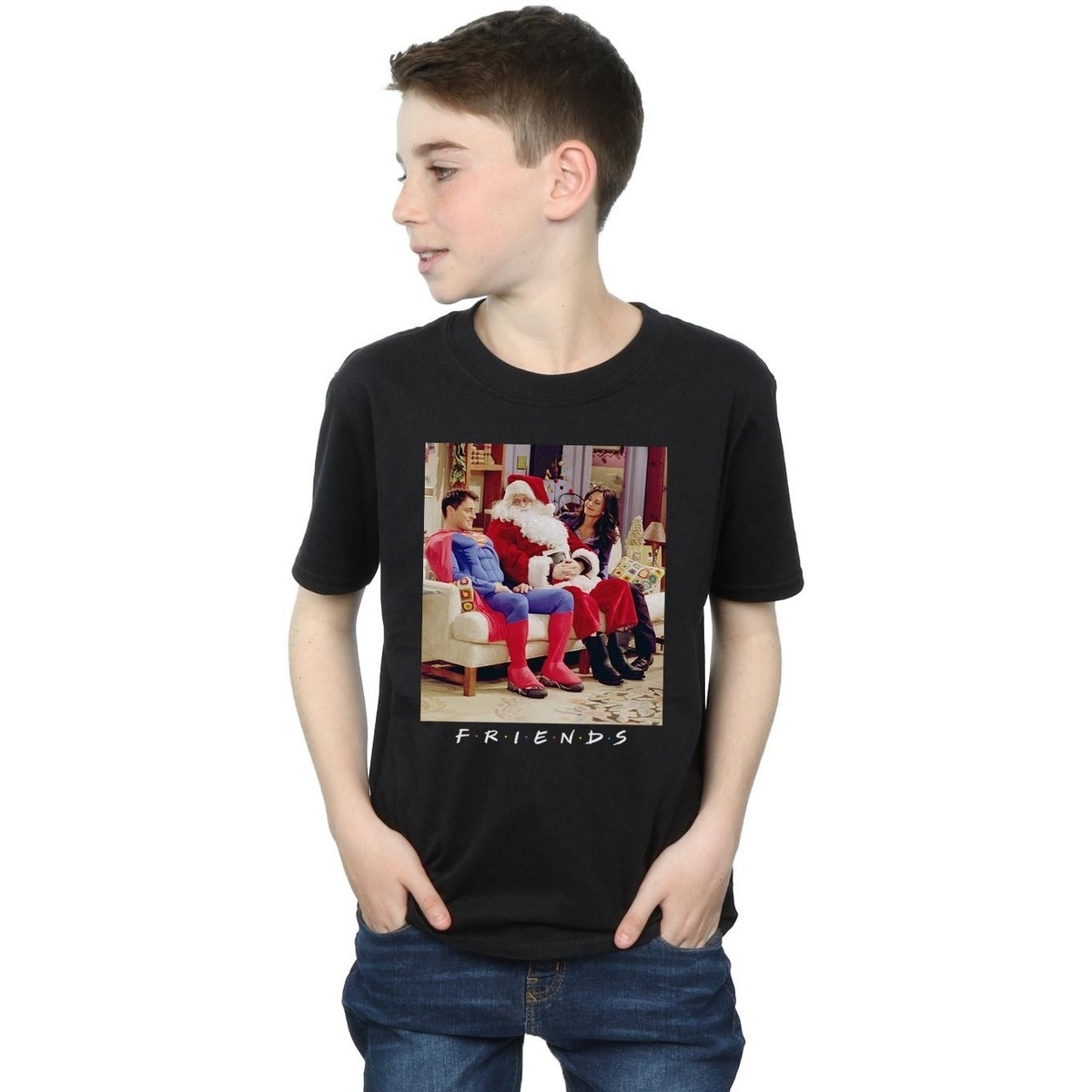 Abbigliamento Bambino T-shirt maniche corte Friends Superman And Santa Nero