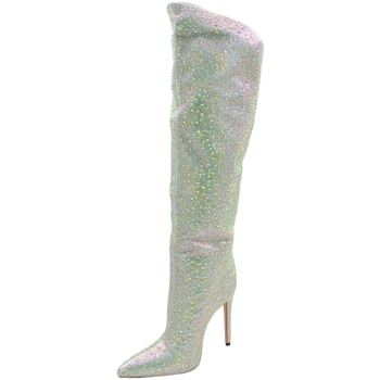 Scarpe Donna Stivali Malu Shoes Stivale alto argento donna ginocchio ricoperto di strass tacco Multicolore