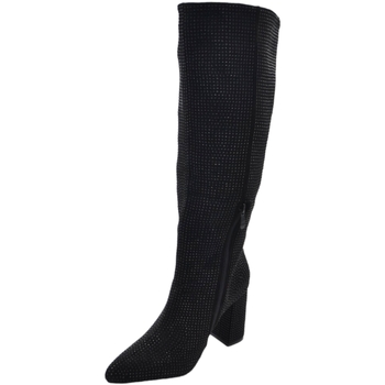 Scarpe Donna Stivali Malu Shoes Stivale alto nero donna ginocchio ricoperto di strass tacco dop Nero