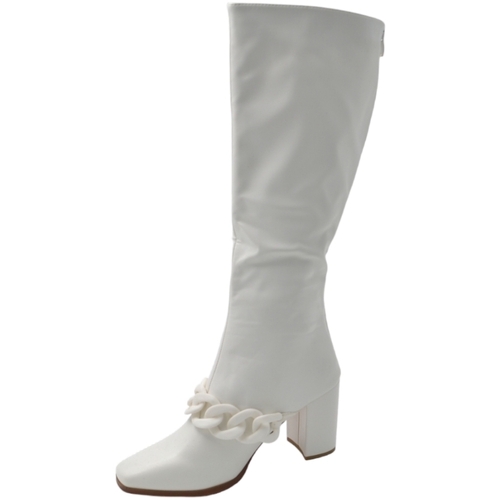 Scarpe Donna Stivali Malu Shoes Stivali donna in pelle bianco fondo gomma antiscivolo tacco qua Bianco