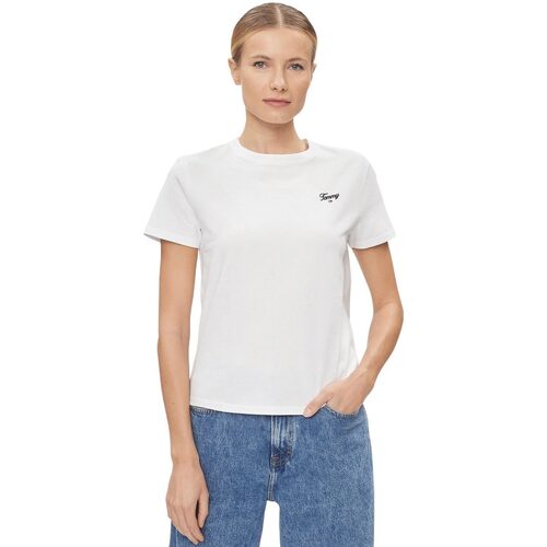 Abbigliamento Donna T-shirt maniche corte Tommy Jeans TJW REG SCRIPT TEE Bianco