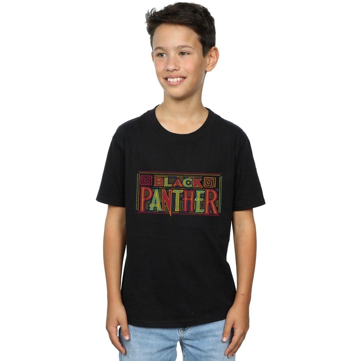 Abbigliamento Bambino T-shirt maniche corte Marvel Black Panther Tribal Logo Nero