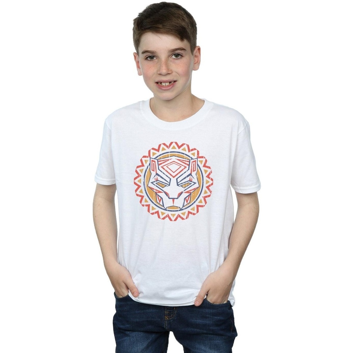 Abbigliamento Bambino T-shirt maniche corte Marvel Black Panther Tribal Panther Icon Bianco