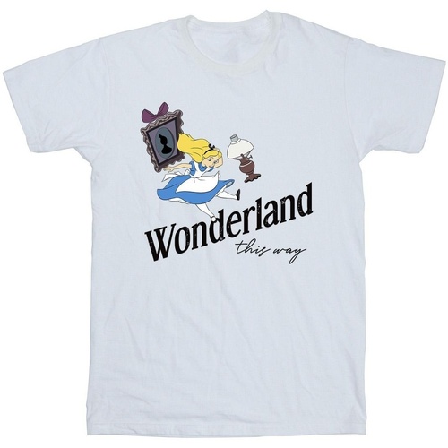 Abbigliamento Uomo T-shirts a maniche lunghe Disney Alice In Wonderland This Way Bianco
