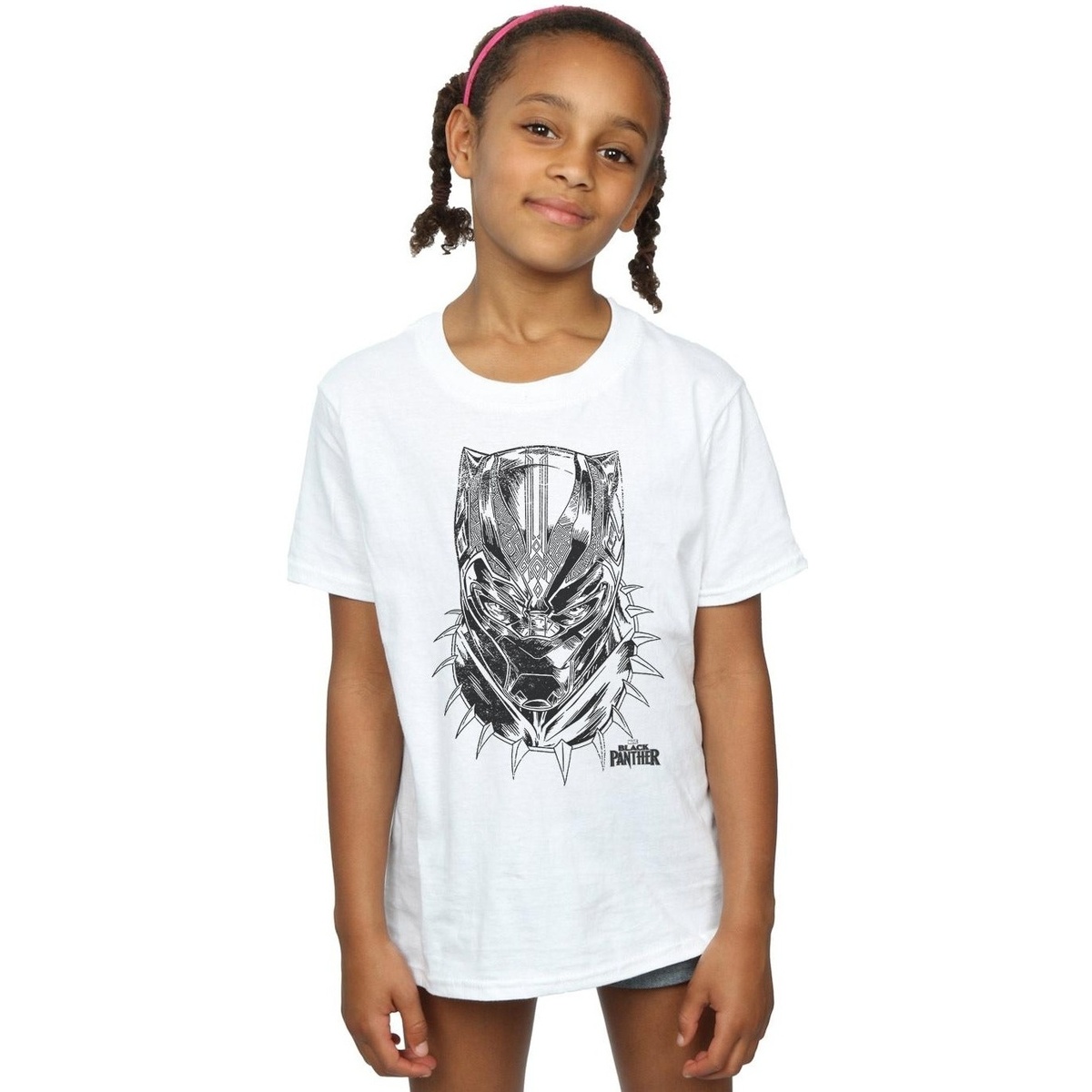Abbigliamento Bambina T-shirts a maniche lunghe Marvel Black Panther Spray Headshot Bianco