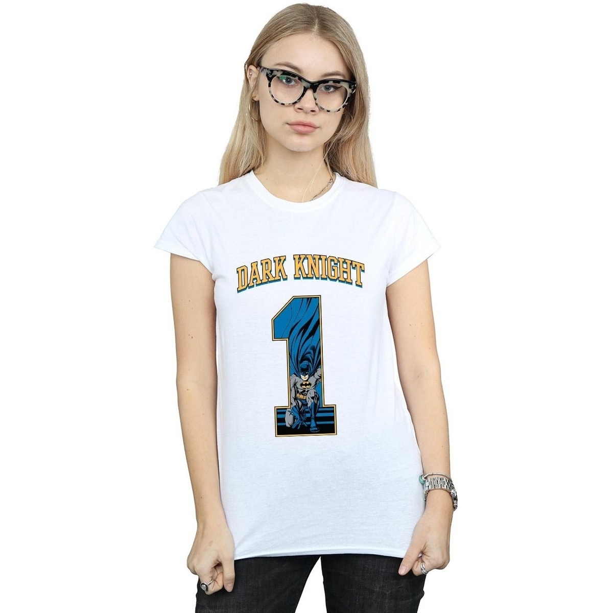 Abbigliamento Donna T-shirts a maniche lunghe Dc Comics Batman Football Dark Knight Bianco